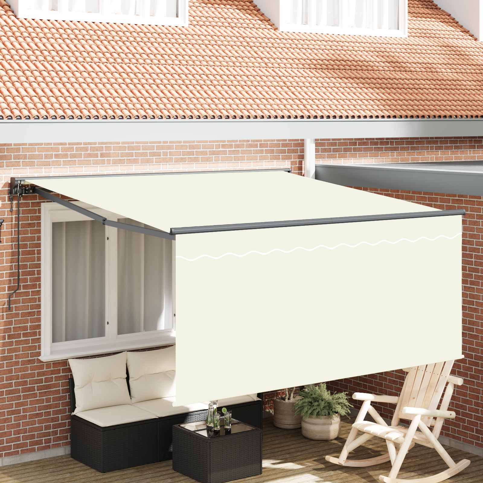Ausziehbare Markise Creme 350 x 250 cm Polyester und Aluminium