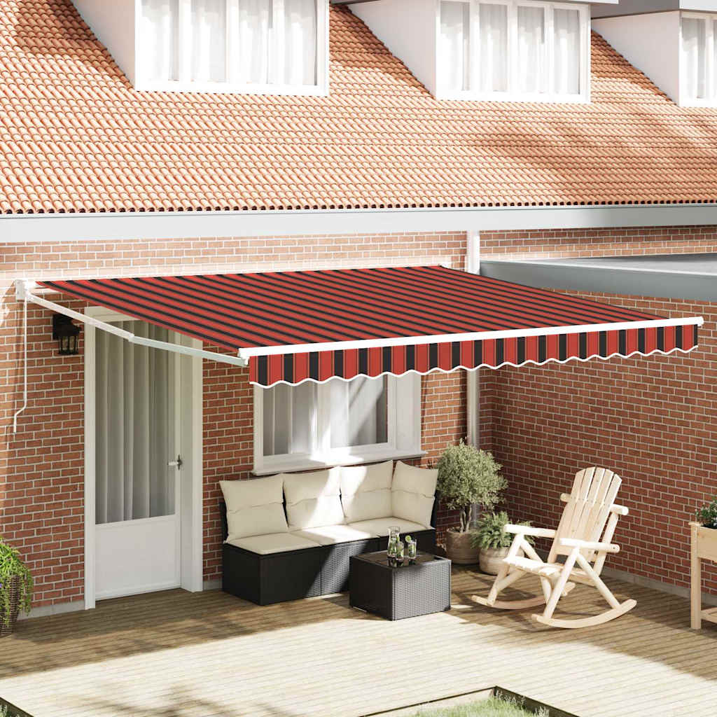 Ausziehbare Markise Rot und Schwarz 350 x 250 x 165 cm