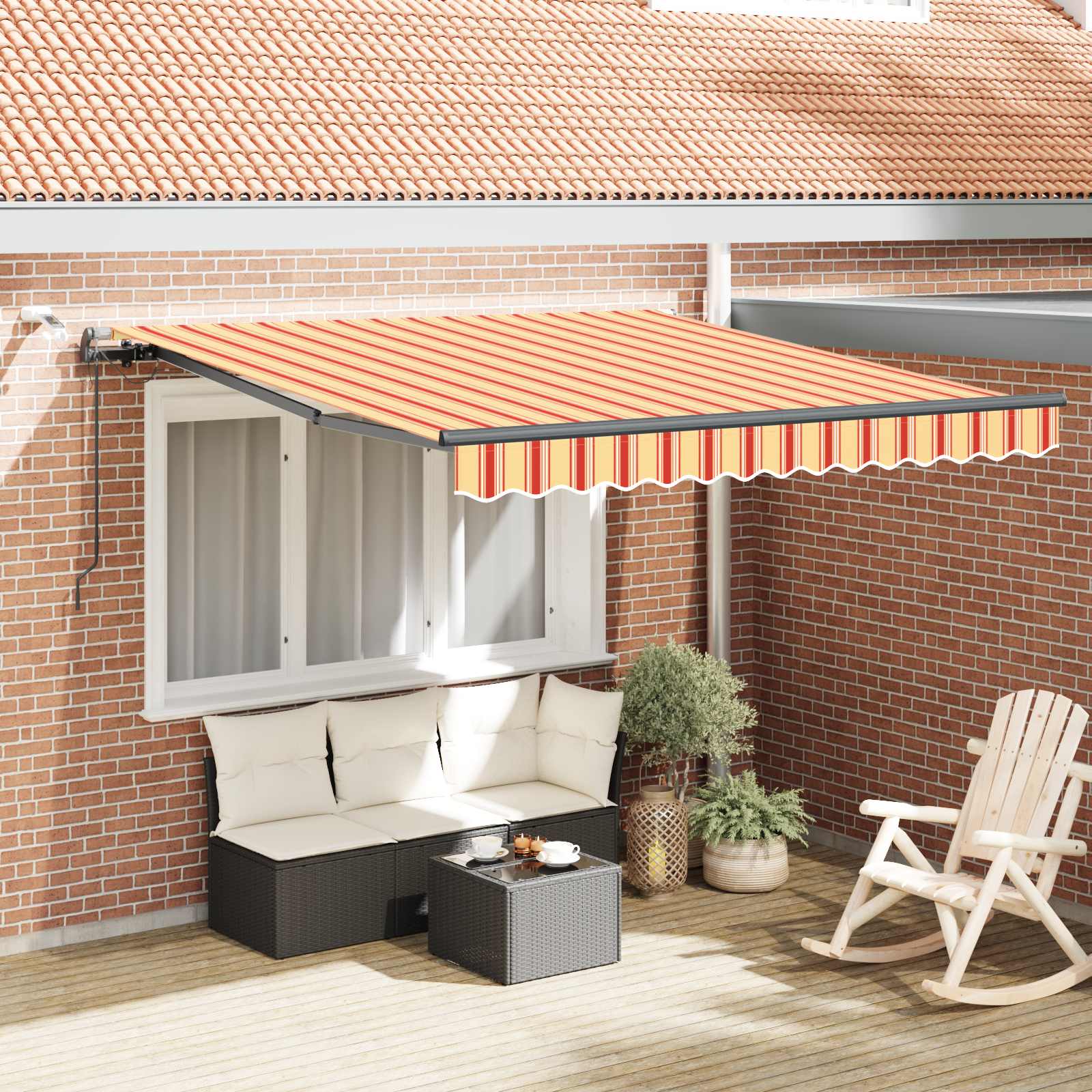 Ausziehbare Markise Gelb und Orange 350 x 250 cm Polyester