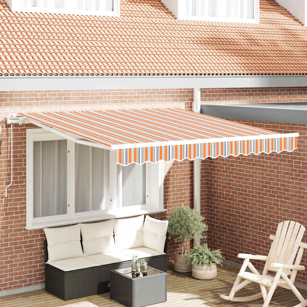 Ausziehbare Markise Mehrfarbig 350 x 250 cm Stoff und Aluminium