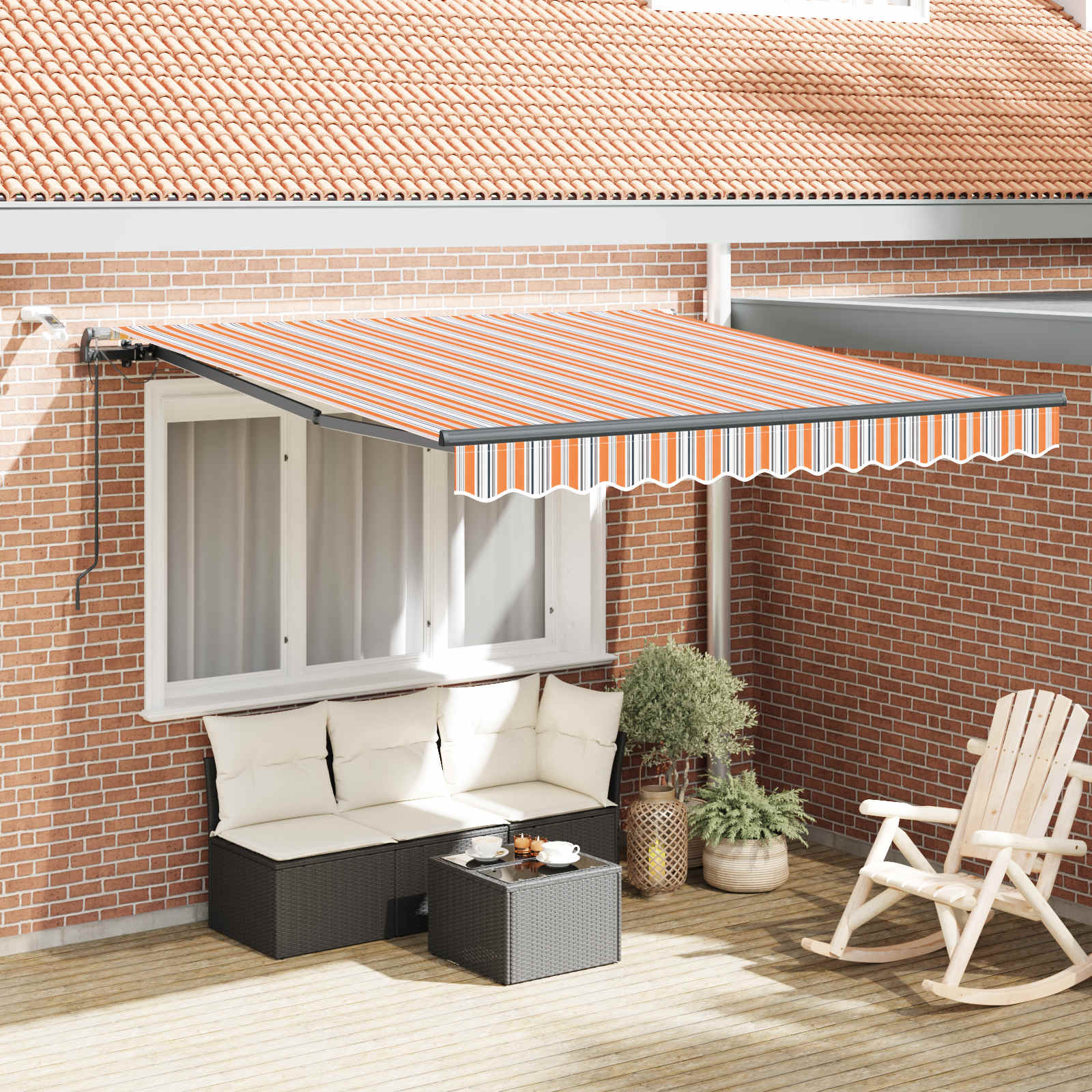 Ausziehbare Markise Mehrfarbig 350 x 250 cm Polyester