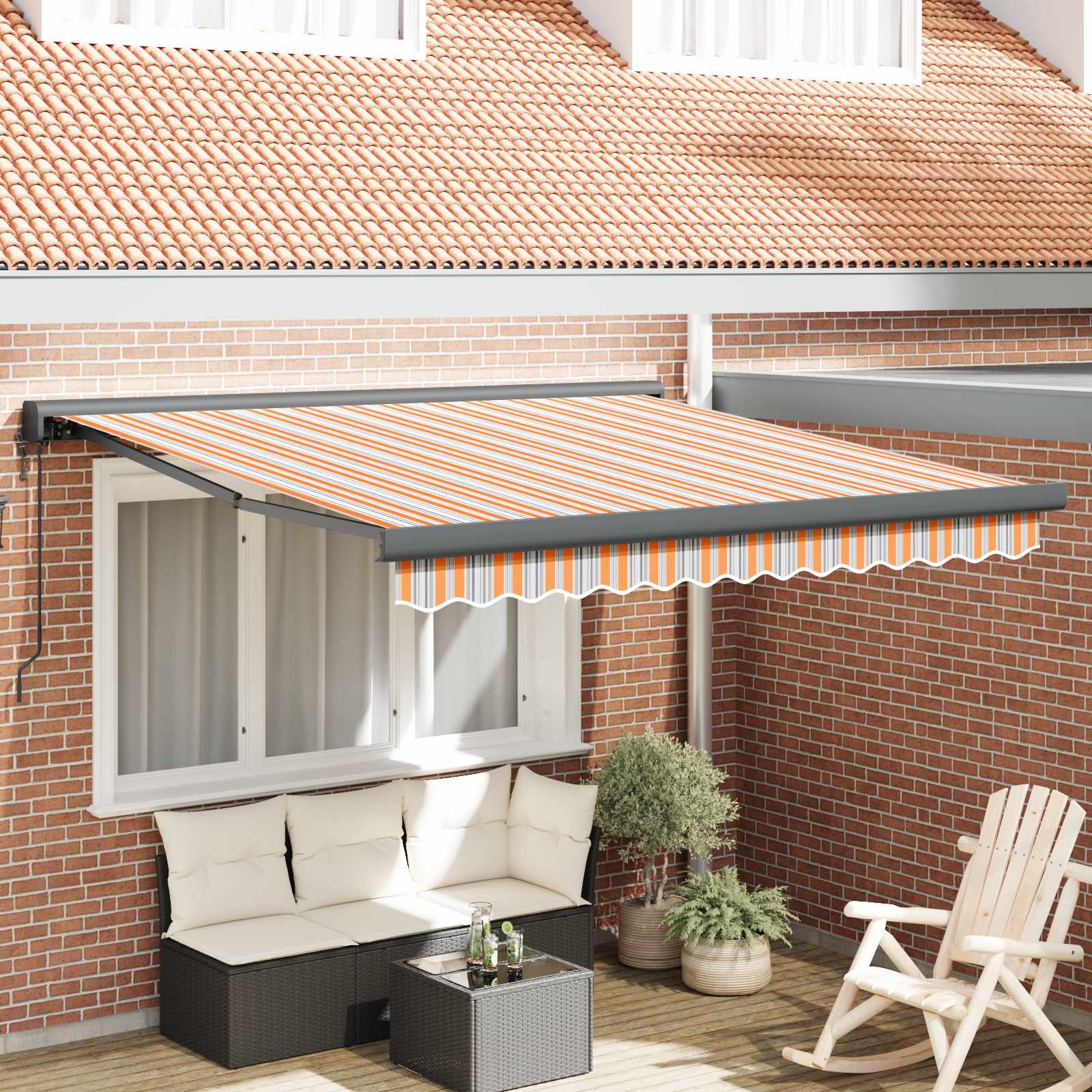 Ausziehbare Markise Mehrfarbig 350 x 250 cm Stoff und Metall