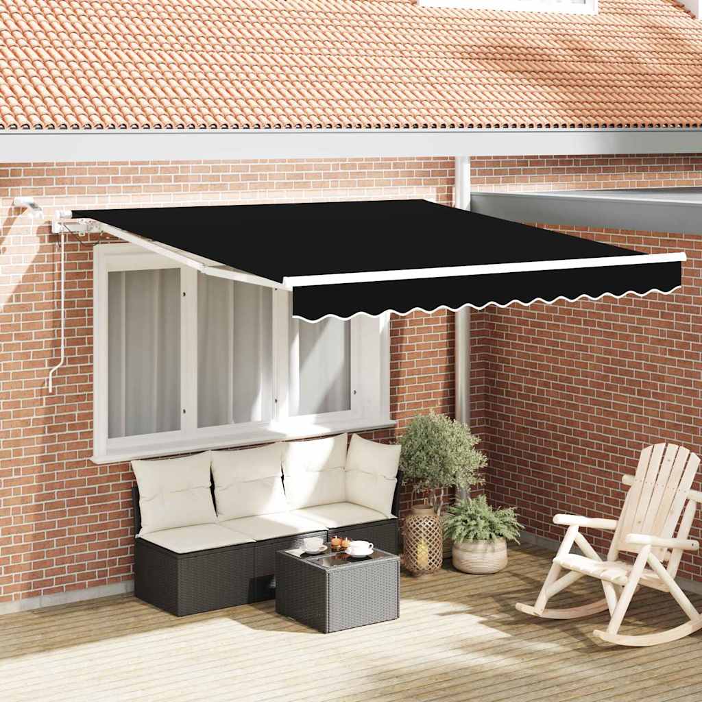 Ausziehbare Markise Schwarz 350 x 250 cm Polyester