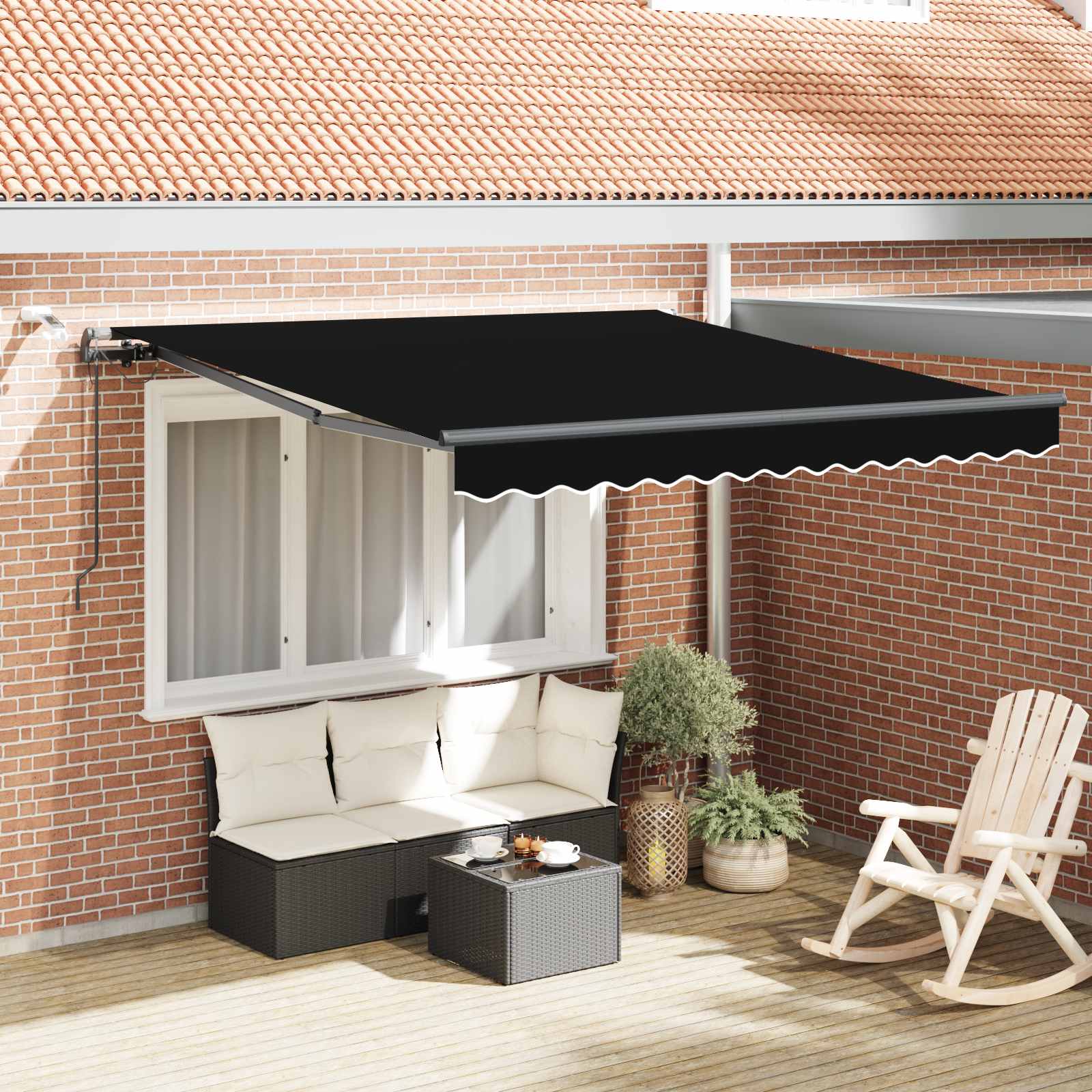 Ausziehbare Markise Schwarz 350 x 250 cm Polyester