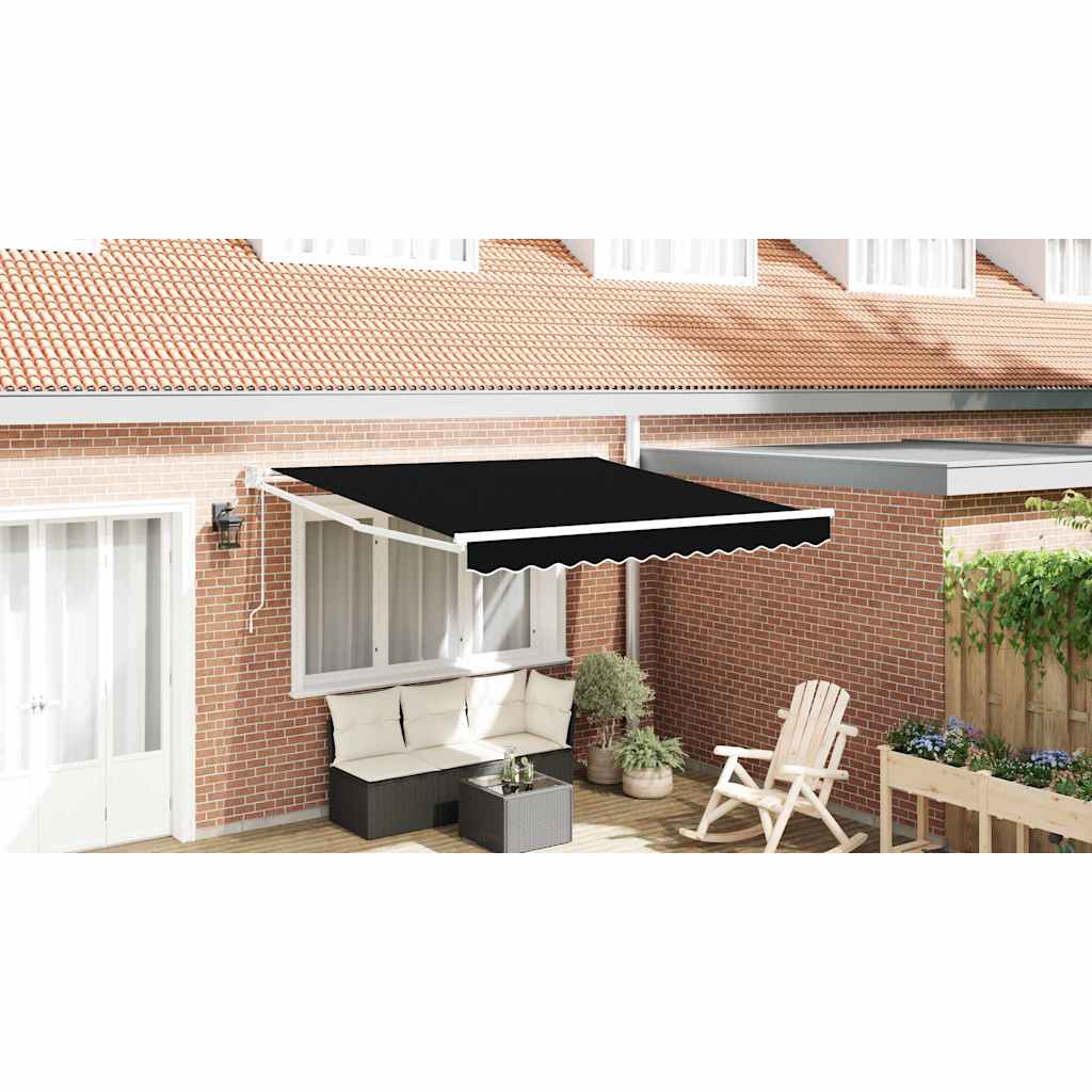 Ausziehbare Markise Schwarz 350 x 250 cm Polyester und Metall