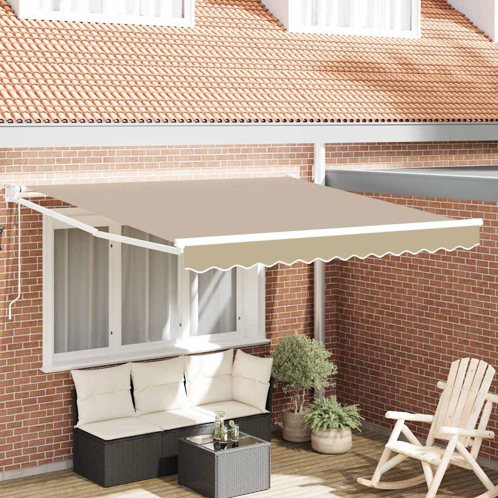 Ausziehbare Markise Beige 350 x 250 cm Polyester und Metall