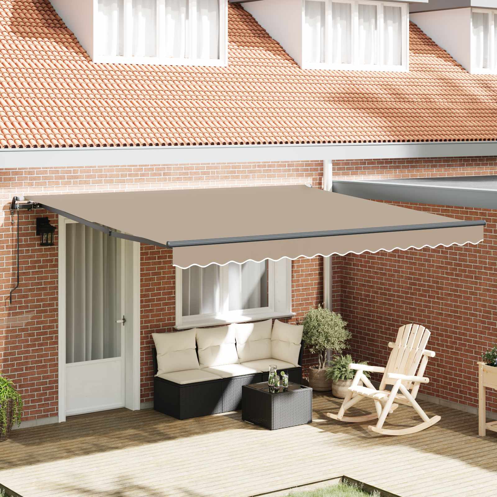 Ausziehbare Markise Beige 400 x 300 cm Stoff und Aluminium