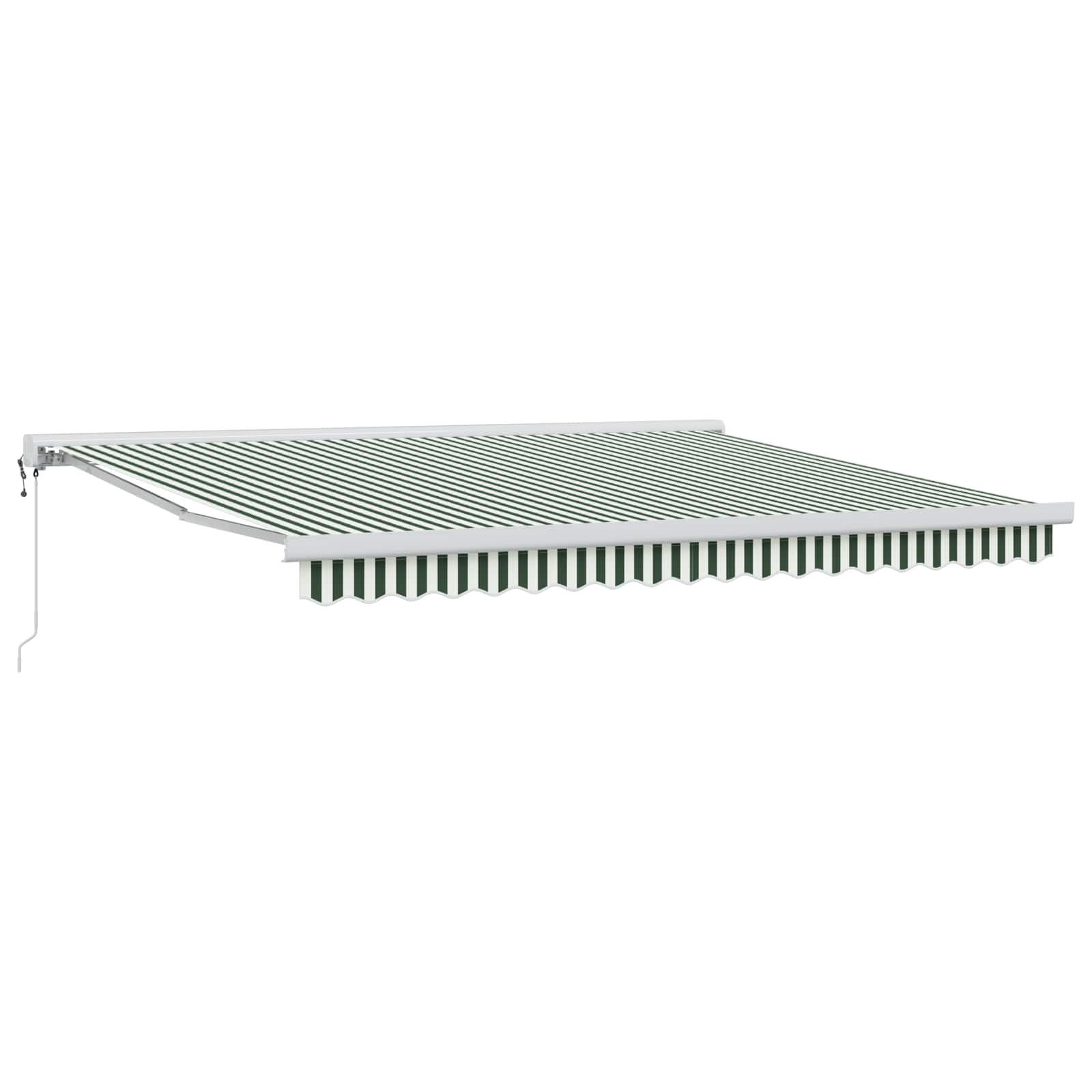 Ausziehbare Markise Grün und Weiß 400 x 300 cm Stoff und Metall