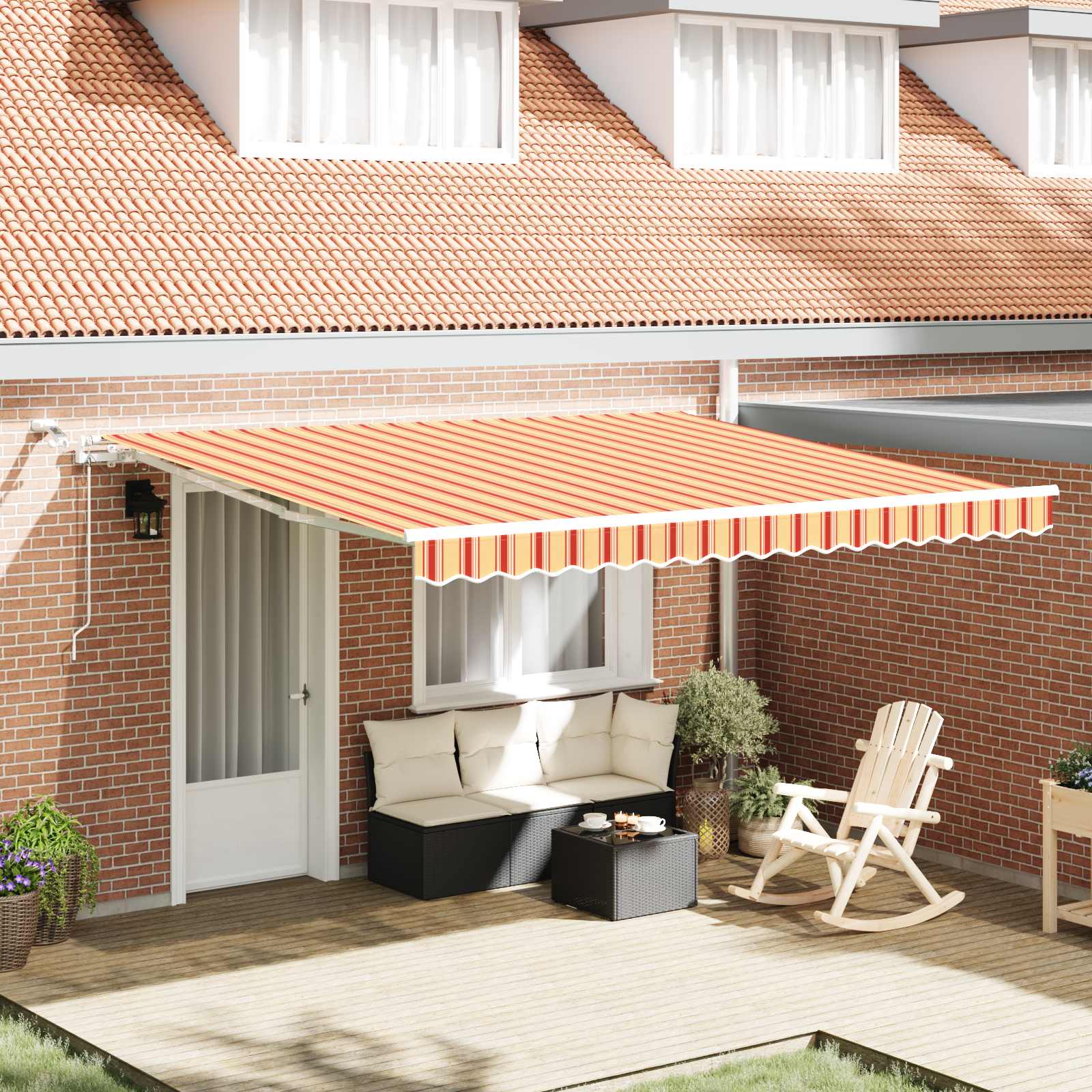 Ausziehbare Markise Gelb und Orange 400 x 350 cm Polyester