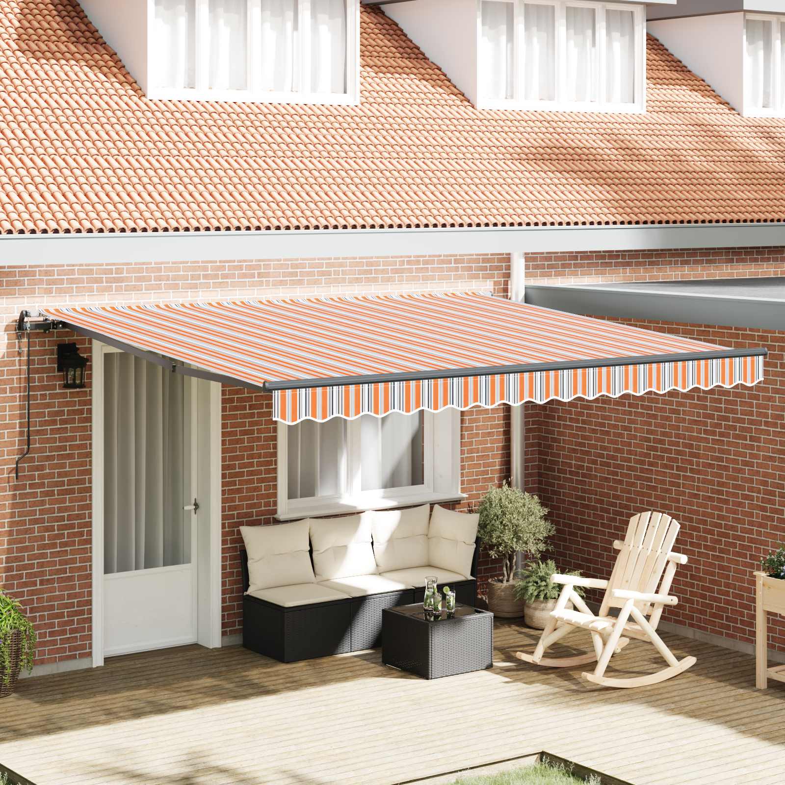 Ausziehbare Markise Mehrfarbig 400 x 350 cm Stoff und Aluminium