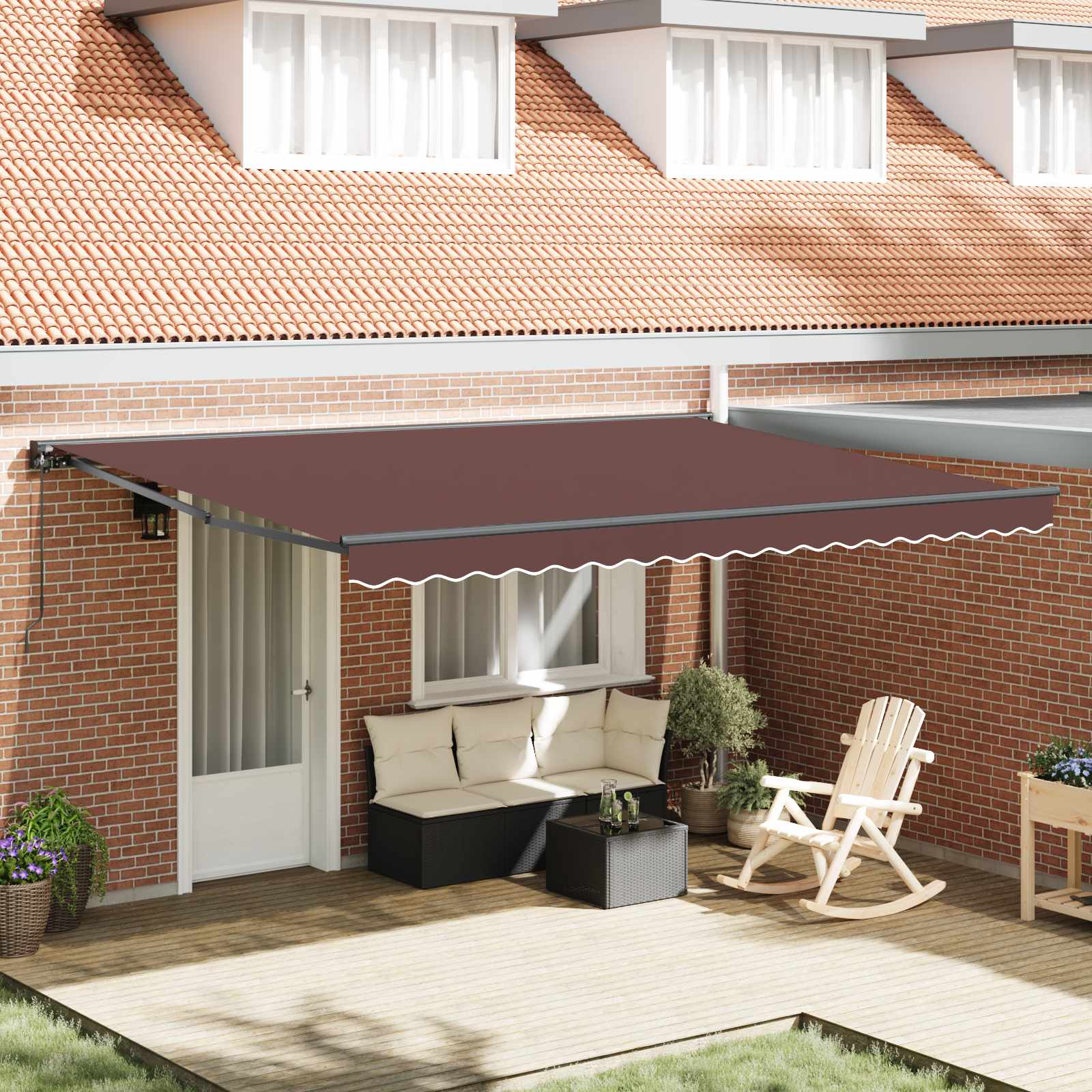Markisenrahmen Braun 450 x 300 cm Polyester mit PU-Beschichtung