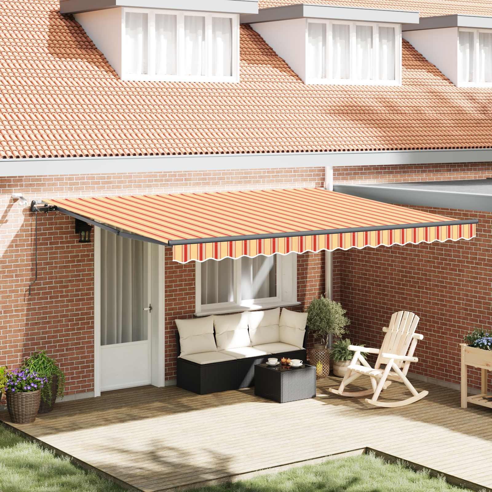 Ausziehbare Markise Gelb und Orange 450 x 300 cm Polyester