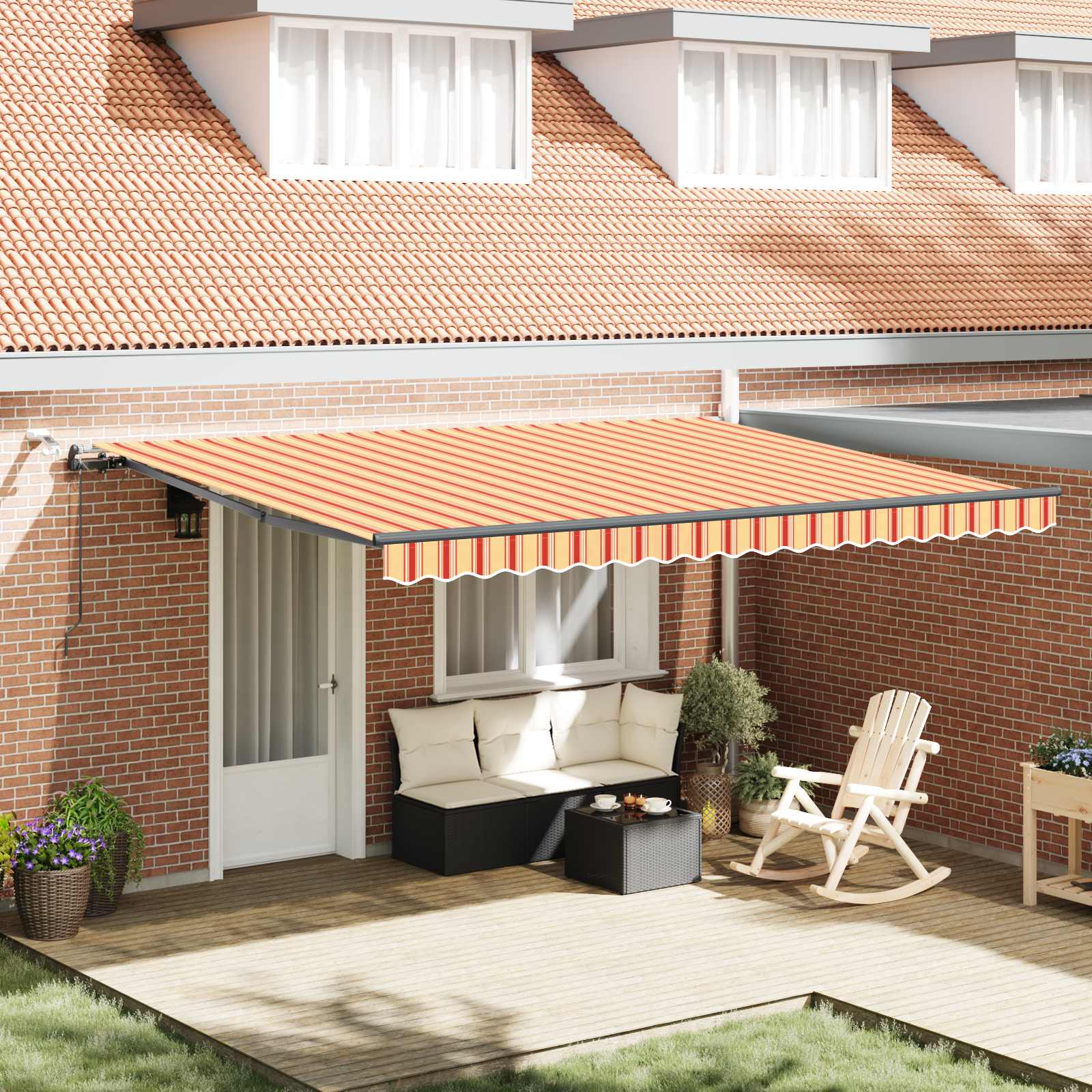 Ausziehbare Markise Gelb und Orange 450 x 350 cm Polyester