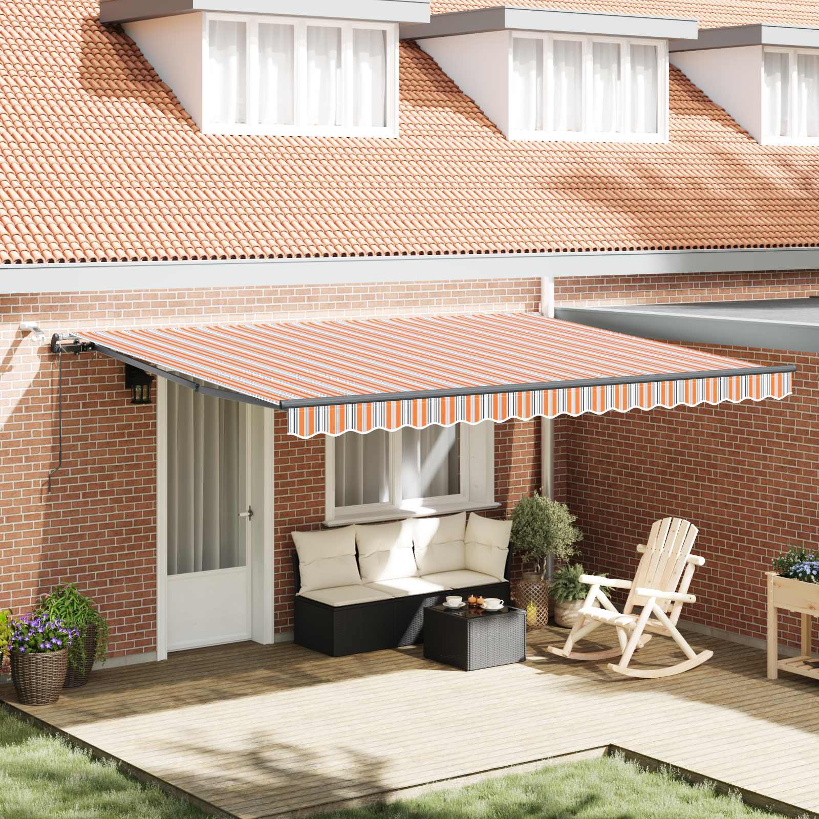 Ausziehbare Markise Mehrfarbig 450 x 350 cm Polyester
