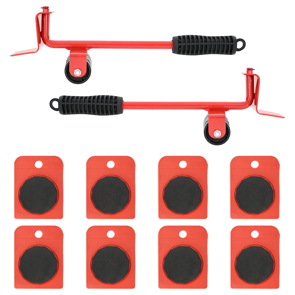 Möbelrollen 8 Stück mit Hebern Rot 9,8x7,5x3 cm 150 kg