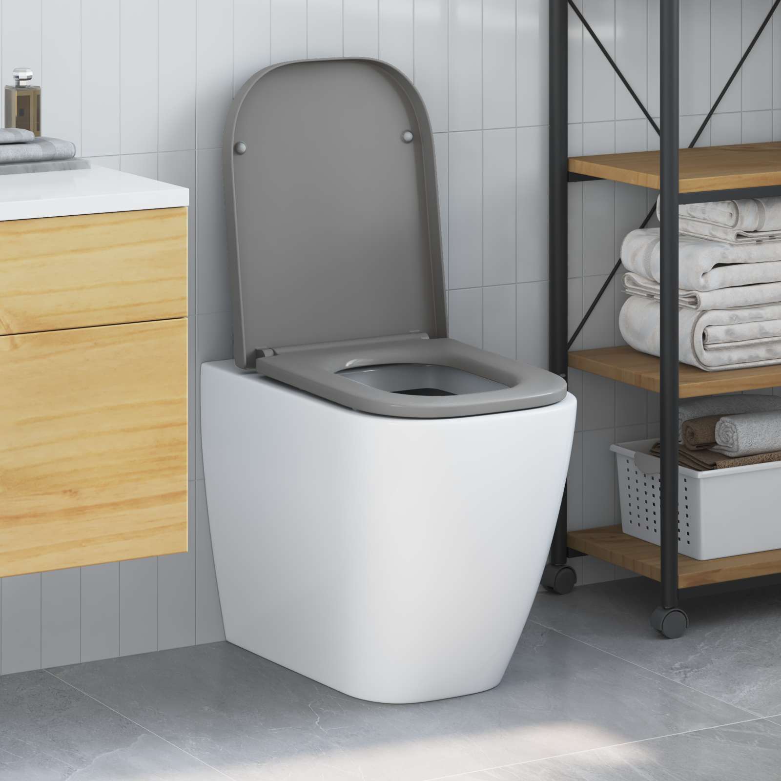 Toilettensitz Grau 47,5 x 35 x 3,6 cm Duroplast