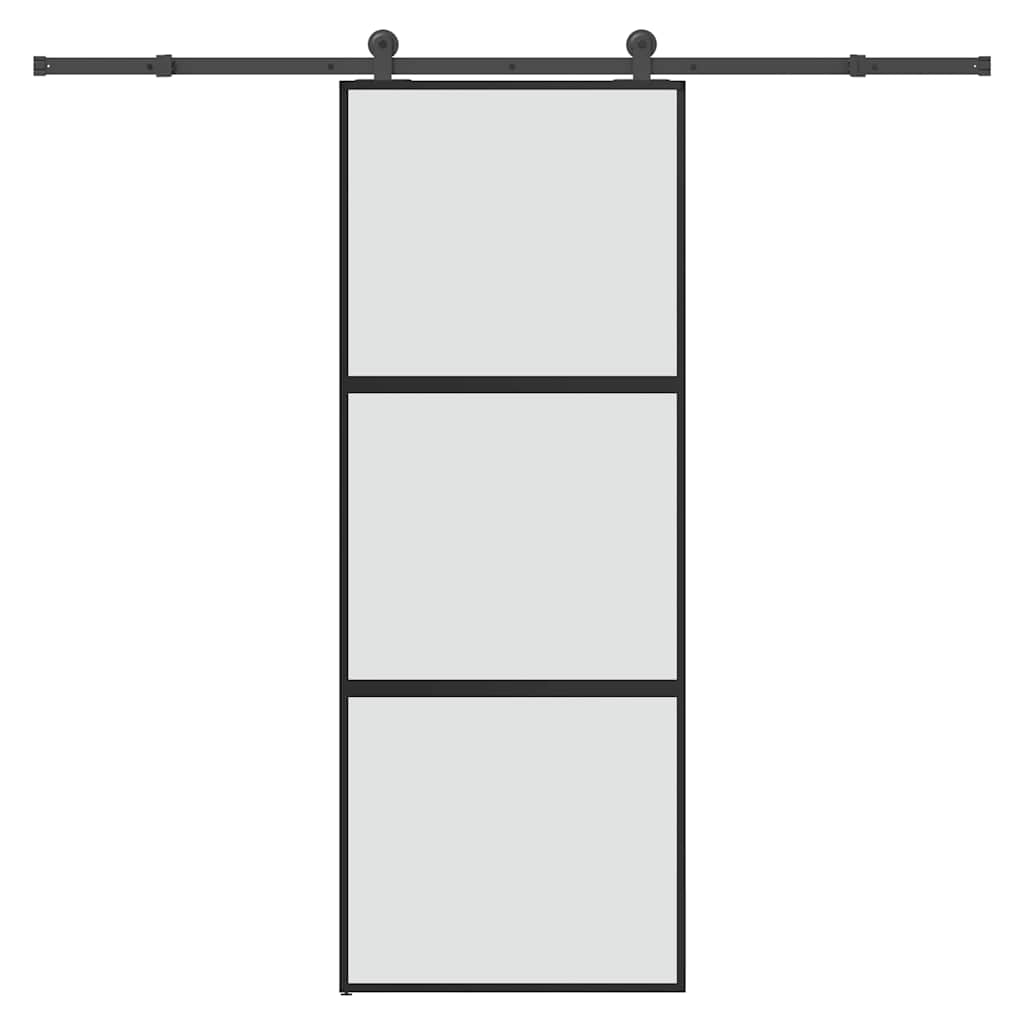 Schiebetür mit Beschlag 76x205 cm Hartglas & Aluminium
