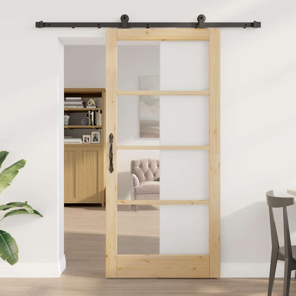 Schiebetür ORKDAL 93 x 202 cm Massivholz Kiefer und Glas