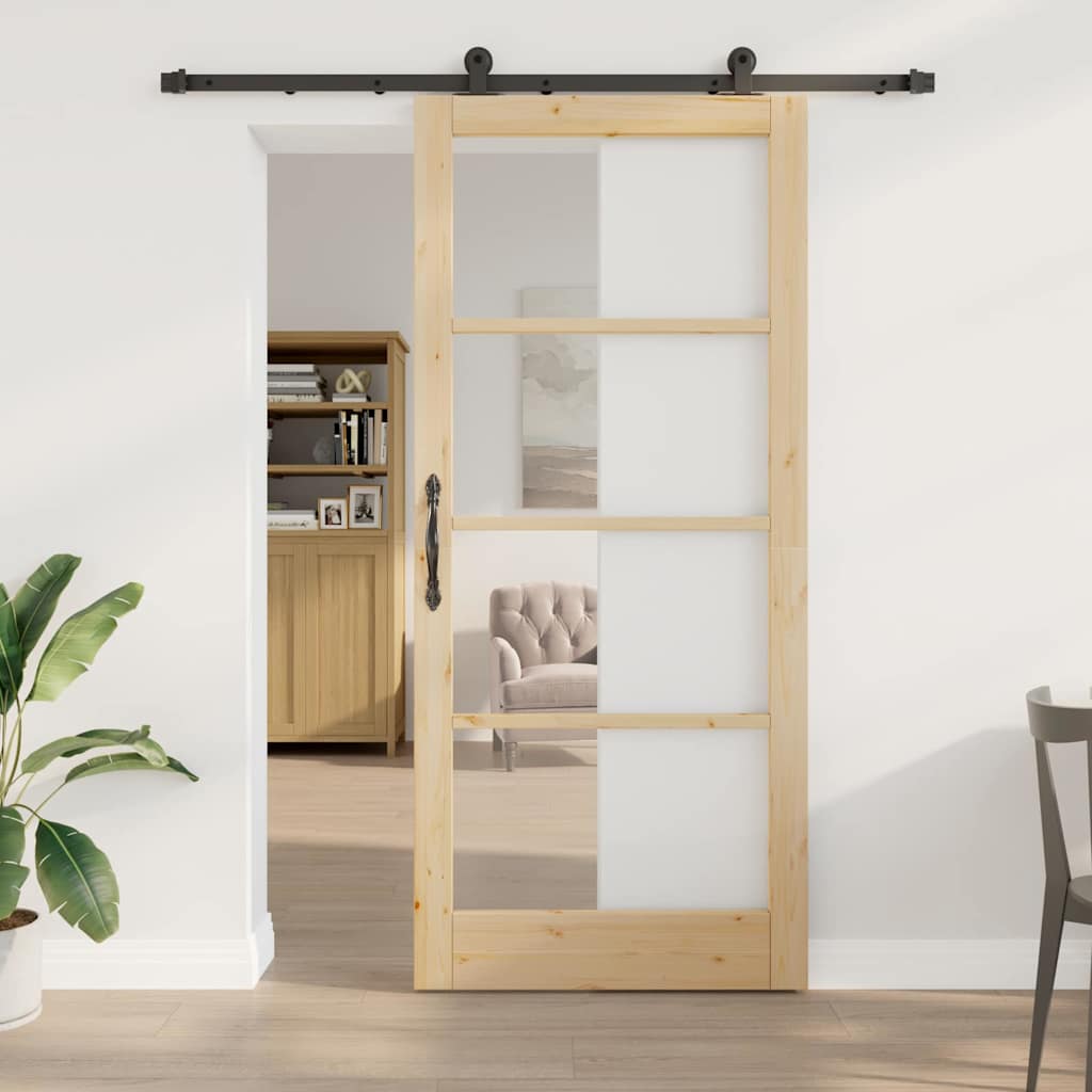 Schiebetür ORKDAL 93 x 211 cm Massivholz Kiefer und Glas