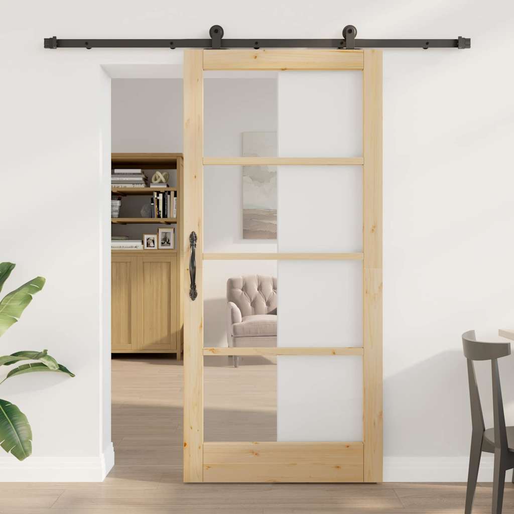 Schiebetür ORKDAL 93 x 202 cm Massivholz Kiefer und Glas
