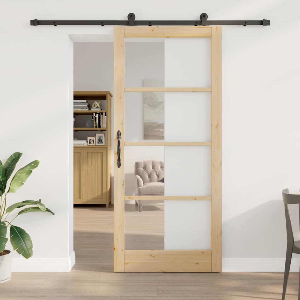 Schiebetür ORKDAL 93 x 211 cm Massivholz Kiefer und Glas