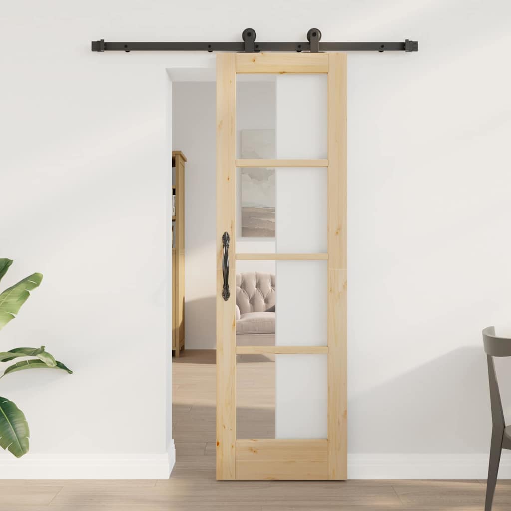 Schiebetür ORKDAL Natur 61 x 198,5 cm Solid Pine Wood and Glass