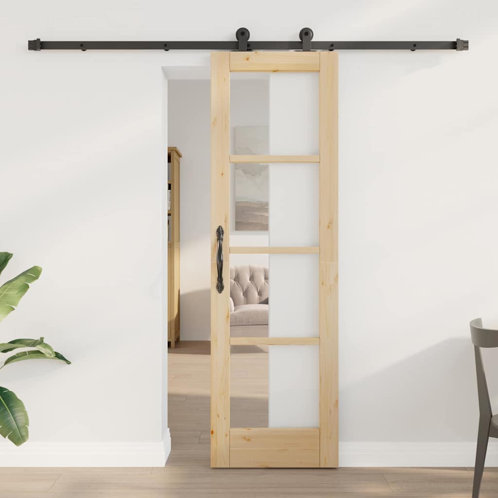 Schiebetür ORKDAL Natur 61 x 198,5 cm Solid Pine Wood and Glass