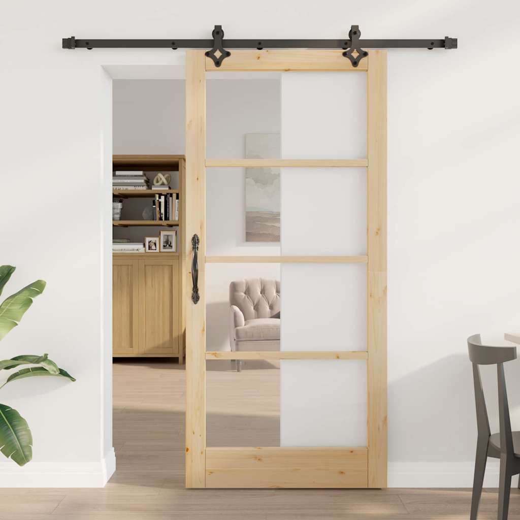 Schiebetür ORKDAL 93 x 202 cm Massivholz Kiefer und Glas