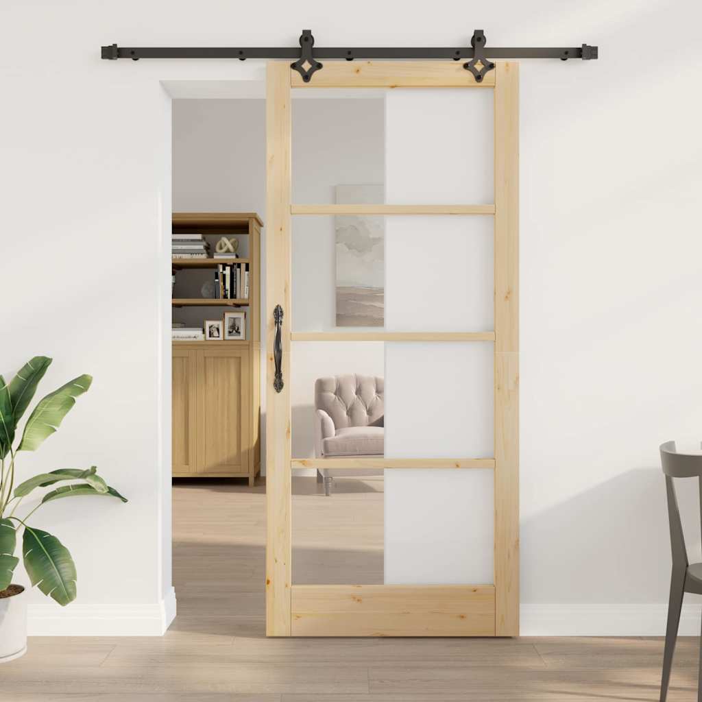 Schiebetür ORKDAL 93 x 211 cm Massivholz Kiefer und Glas