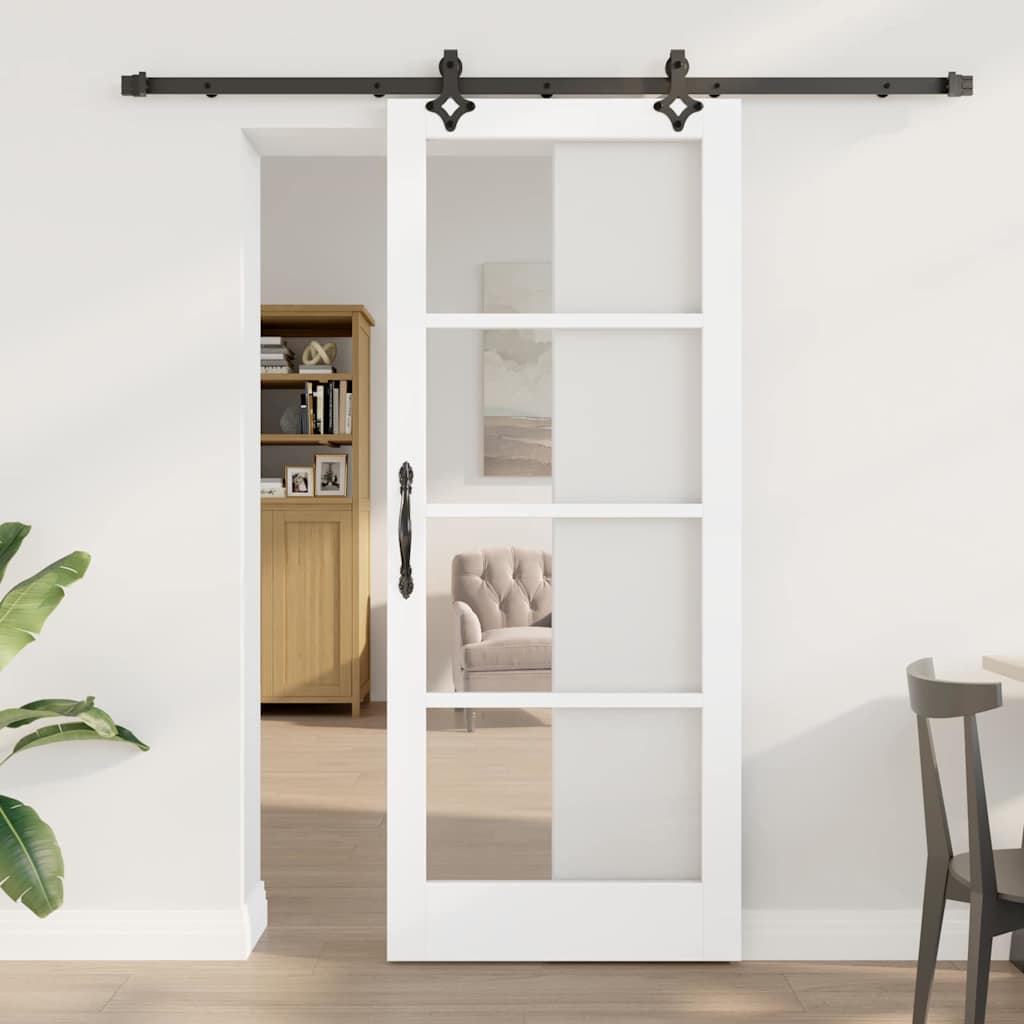 Schiebetür ORKDAL 83 x 202 cm Massivholz Kiefer und Glas