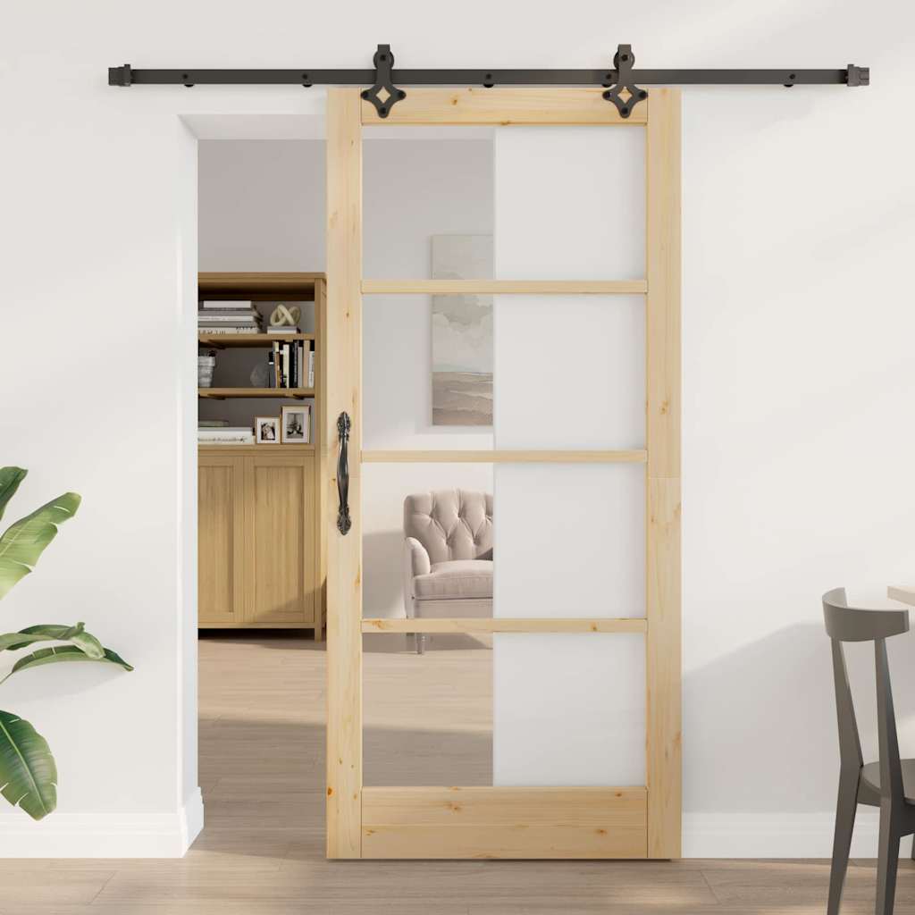 Schiebetür ORKDAL 93 x 202 cm Massivholz Kiefer und Glas