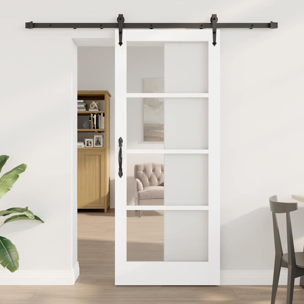 Schiebetür 83 x 202 cm Solid Pine Wood and Glass