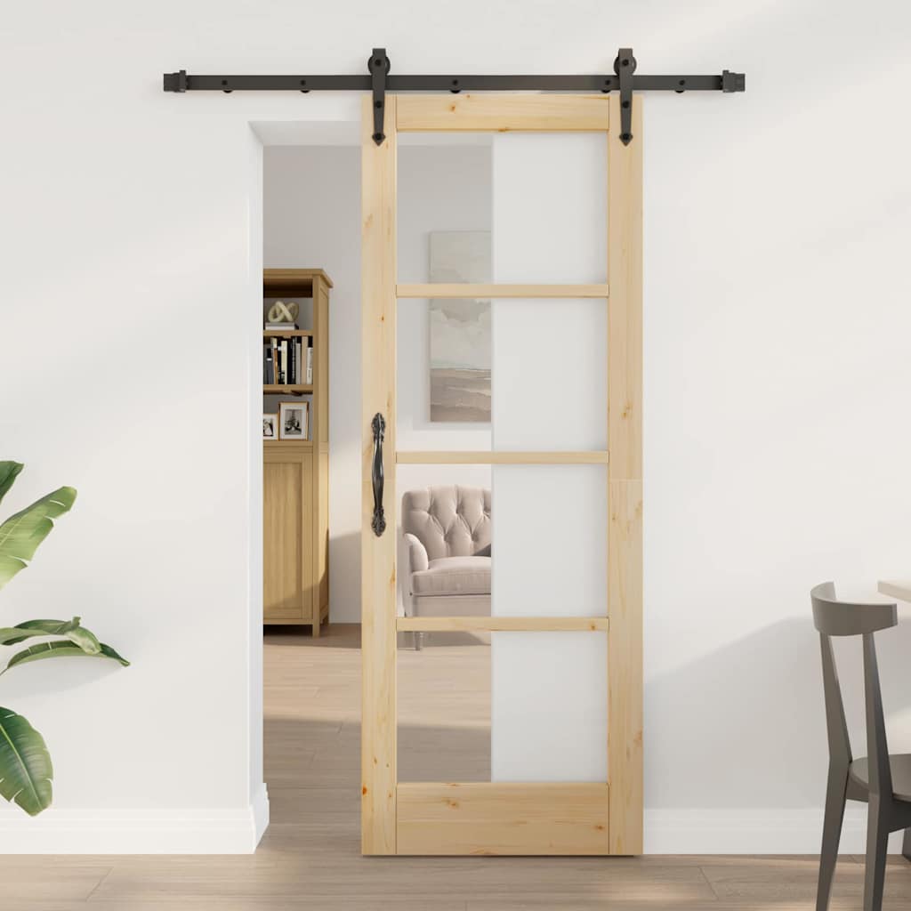 Schiebetür ORKDAL 73,5 x 198,5 cm Solid Pine Wood and Glass