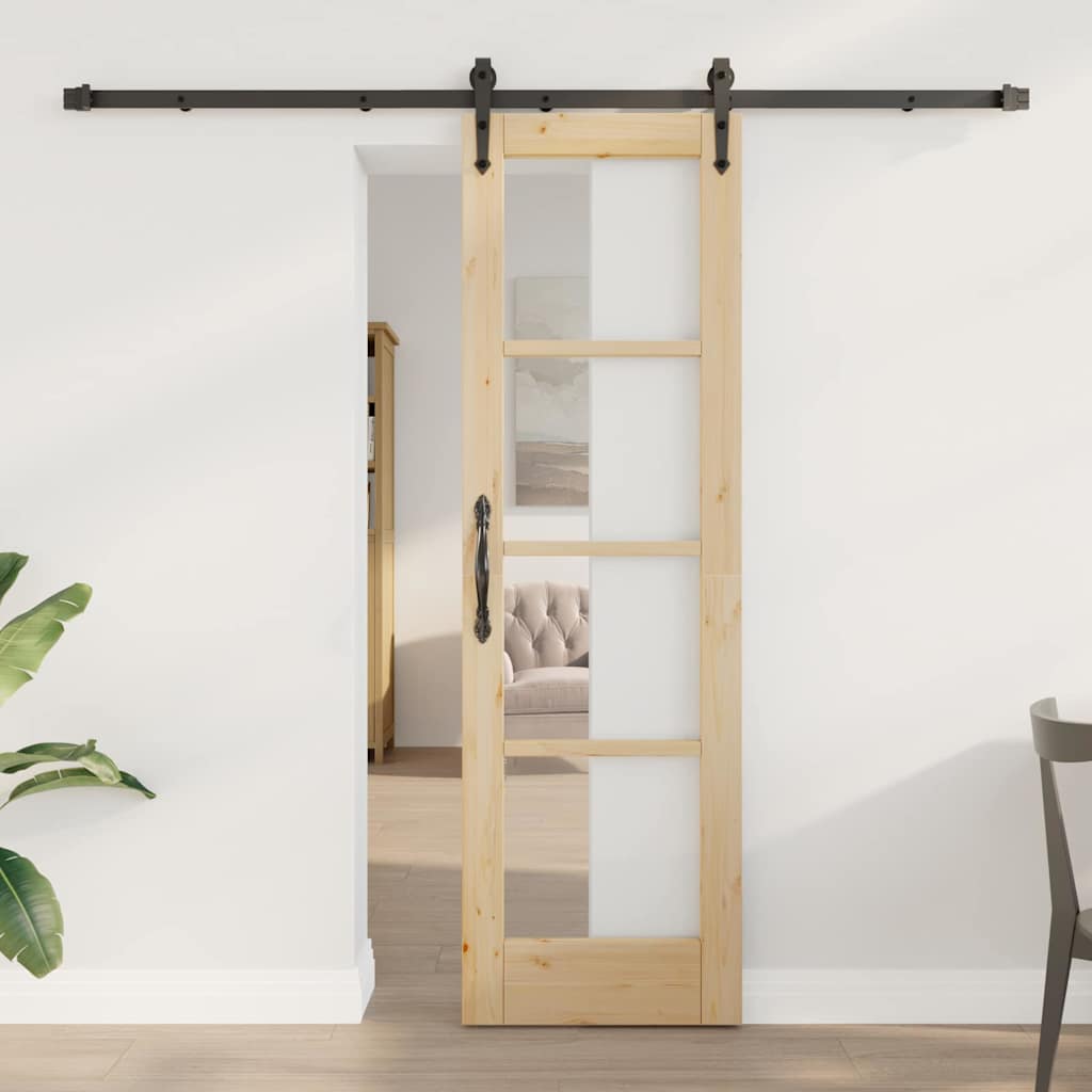 Schiebetür ORKDAL 61 x 198,5 cm Solid Pine Wood and Glass Natur