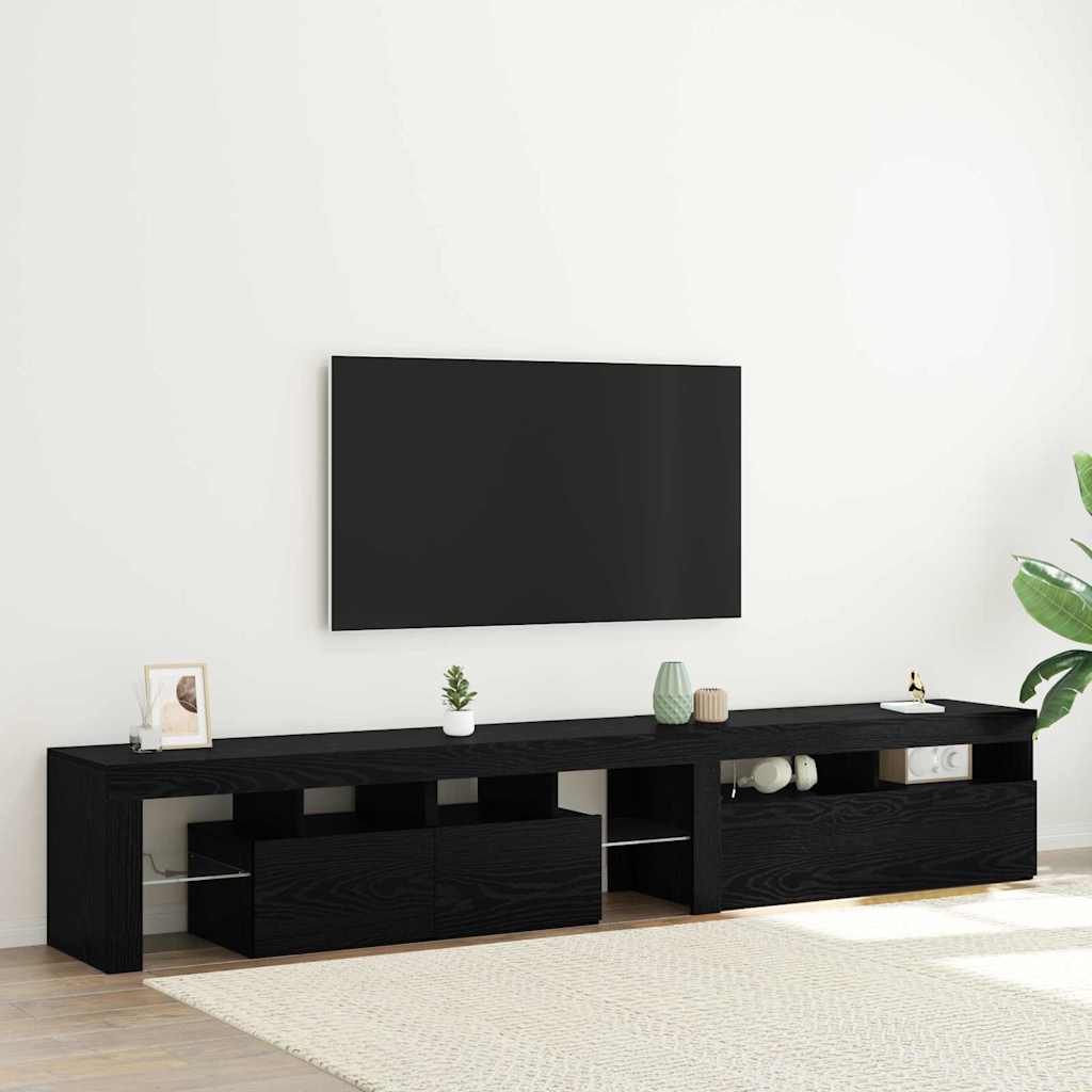 TV-Schränk 2 stk. Schwarz Eichen-Optik Holzwerkstoff