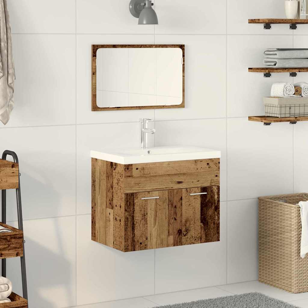 Badezimmermöbel-Set 3 Stk. Altholz Holzwerkstoff