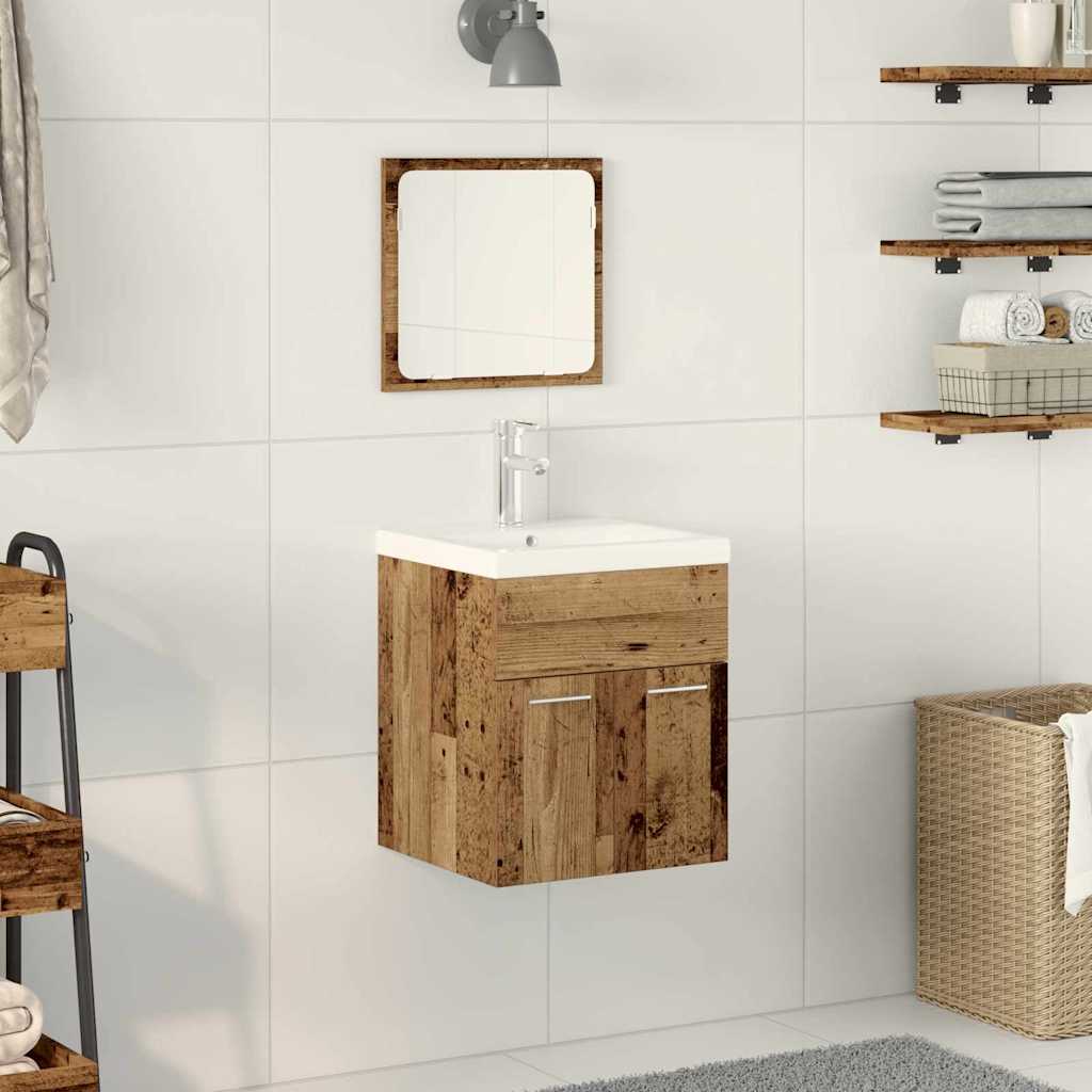 Badezimmermöbel-Set 3 Stk. Altholz Holzwerkstoff