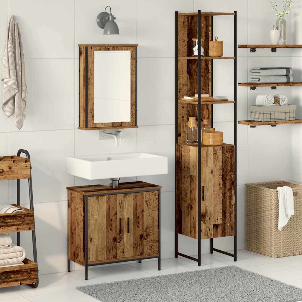 Badezimmermöbel-Set 3 Stk. Braun Holzwerkstoff