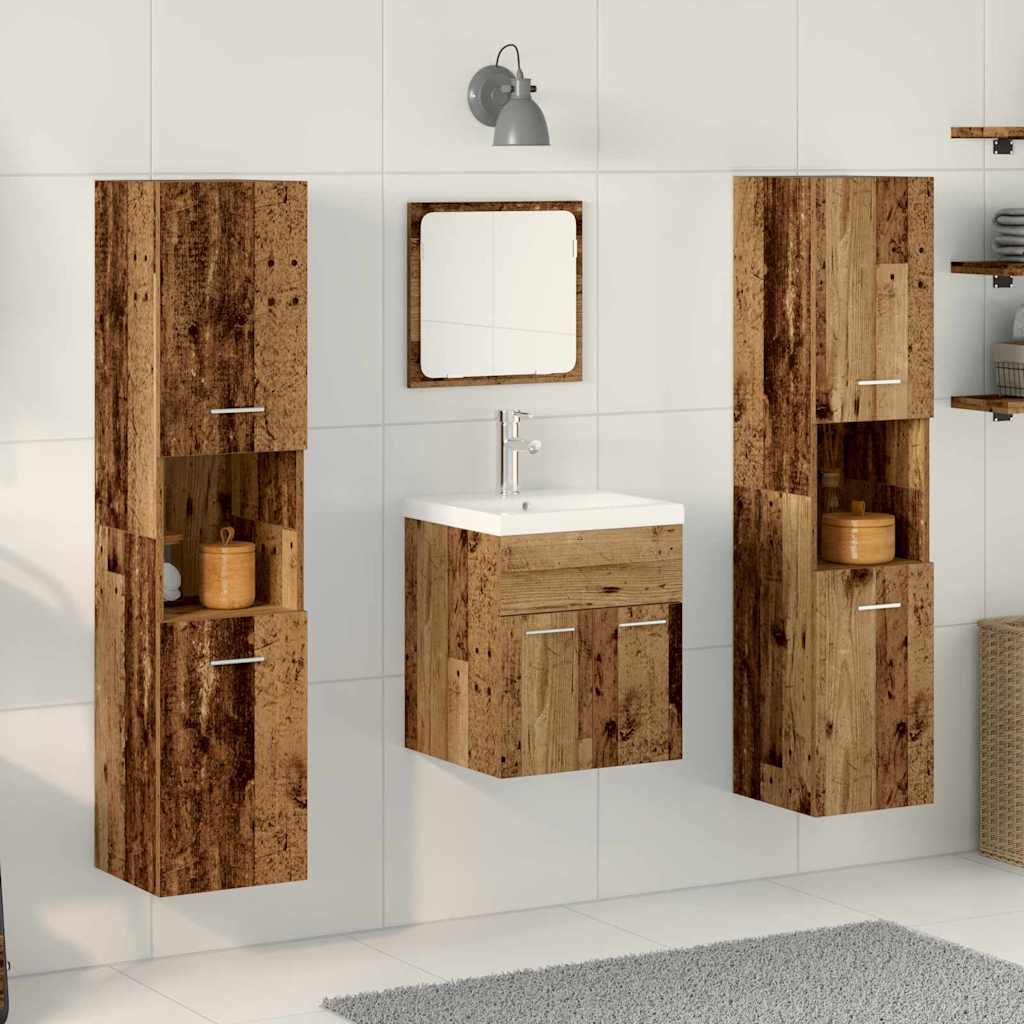 Badezimmermöbel-Set 4 Stk. Altholz Holzwerkstoff