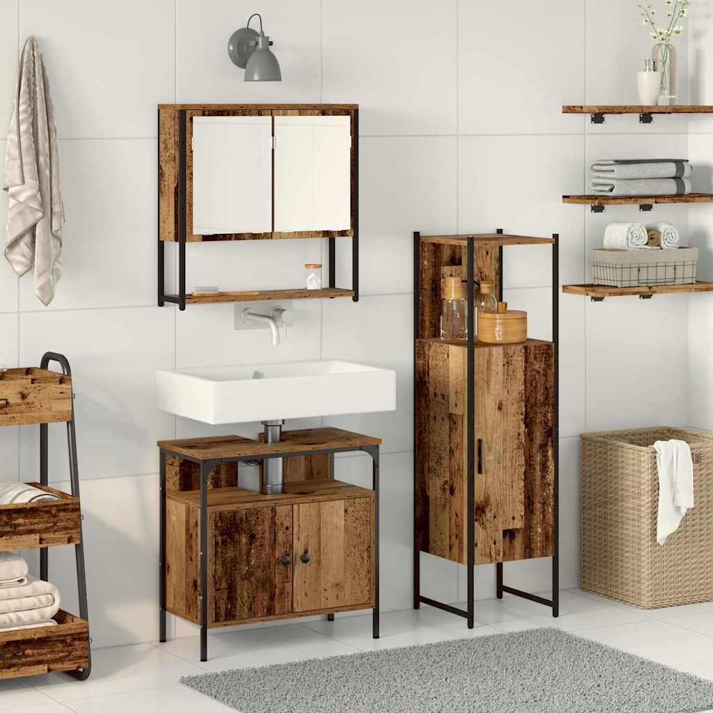 Badezimmermöbel-Set 3 Stk. Braun Holzwerkstoff