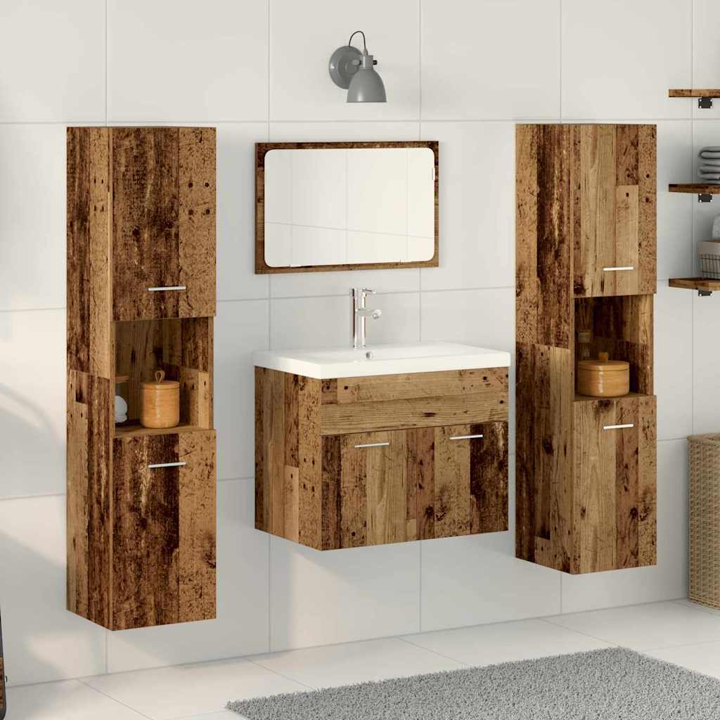 Badezimmermöbel-Set 4 Stk. Altholz Holzwerkstoff