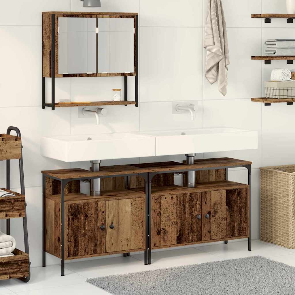 Badezimmermöbel-Set 3 Stk. Braun Holzwerkstoff
