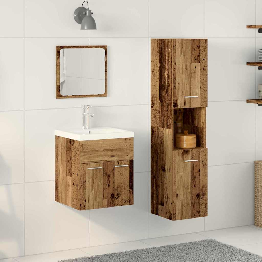 Badezimmermöbel-Set 4 Stk. Altholz Holzwerkstoff