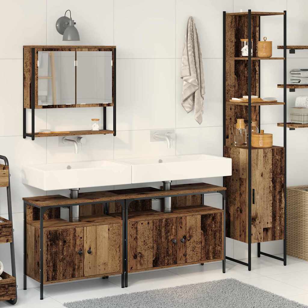 Badezimmermöbel-Set 4 Stk. Altholz Holzwerkstoff