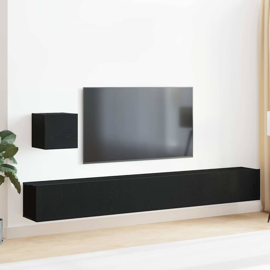 TV-Schrankset 4 stk. Schwarz Eichen-Optik Holzwerkstoff