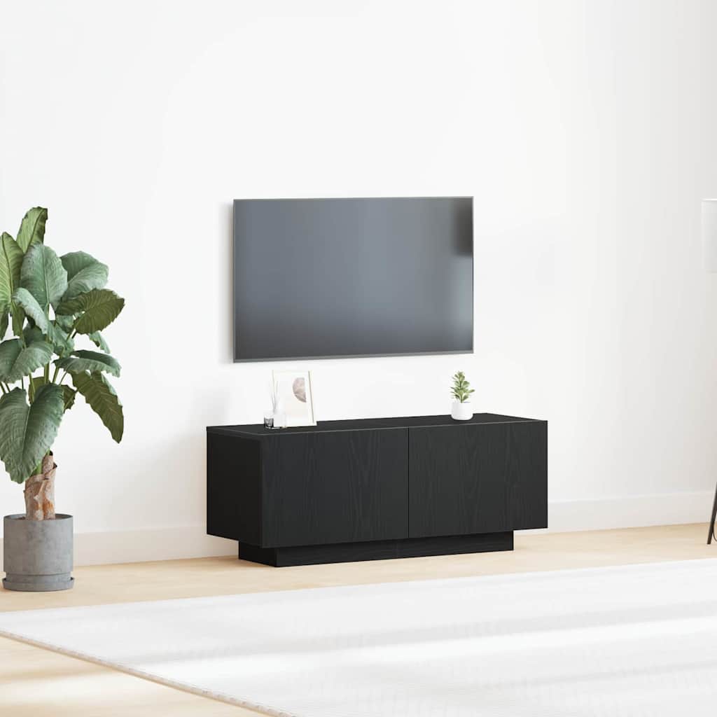 TV-Schränk 100 x 35 x 40 cm Schwarz Eichen-Optik Holzwerkstoff