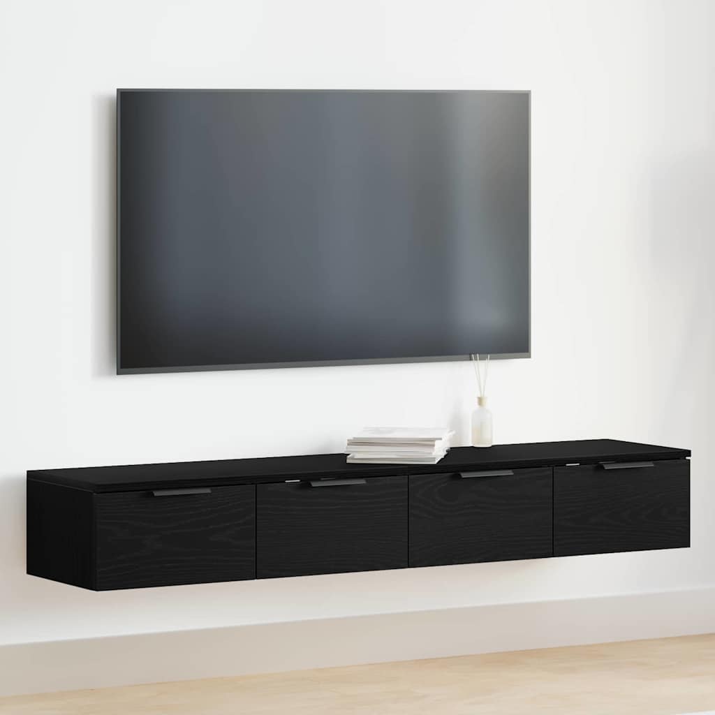 Wandmontierter Schrank 2 stk. Schwarz Eichen-Optik