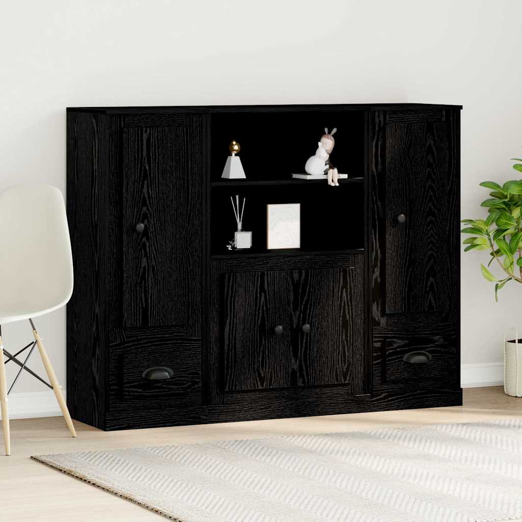 Highboard Schwarz Eichen-Optik 132 x 35,5 x 103,5 cm