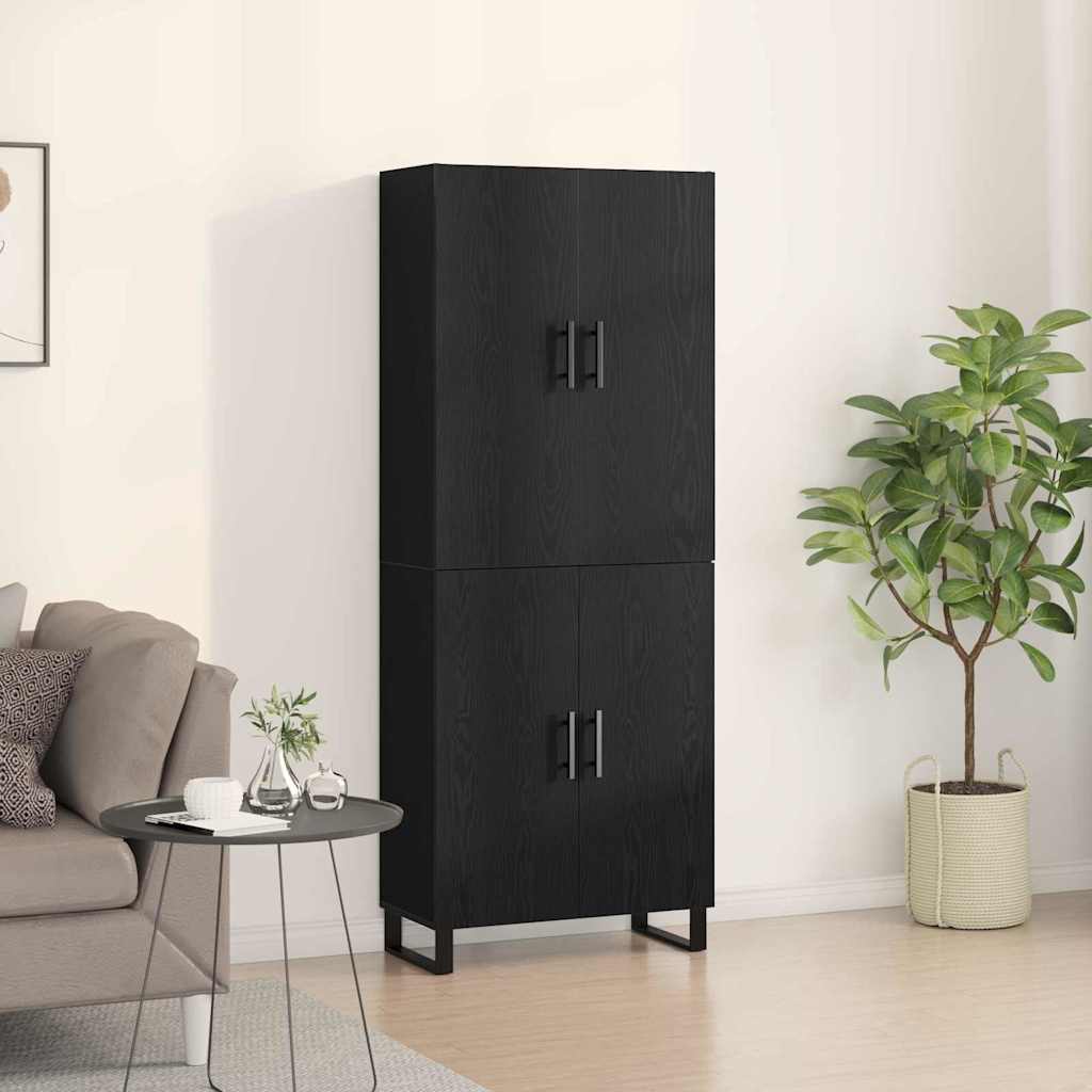 Highboard 2 stk. Schwarz Eichen-Optik 69,5 x 34 x 180 cm