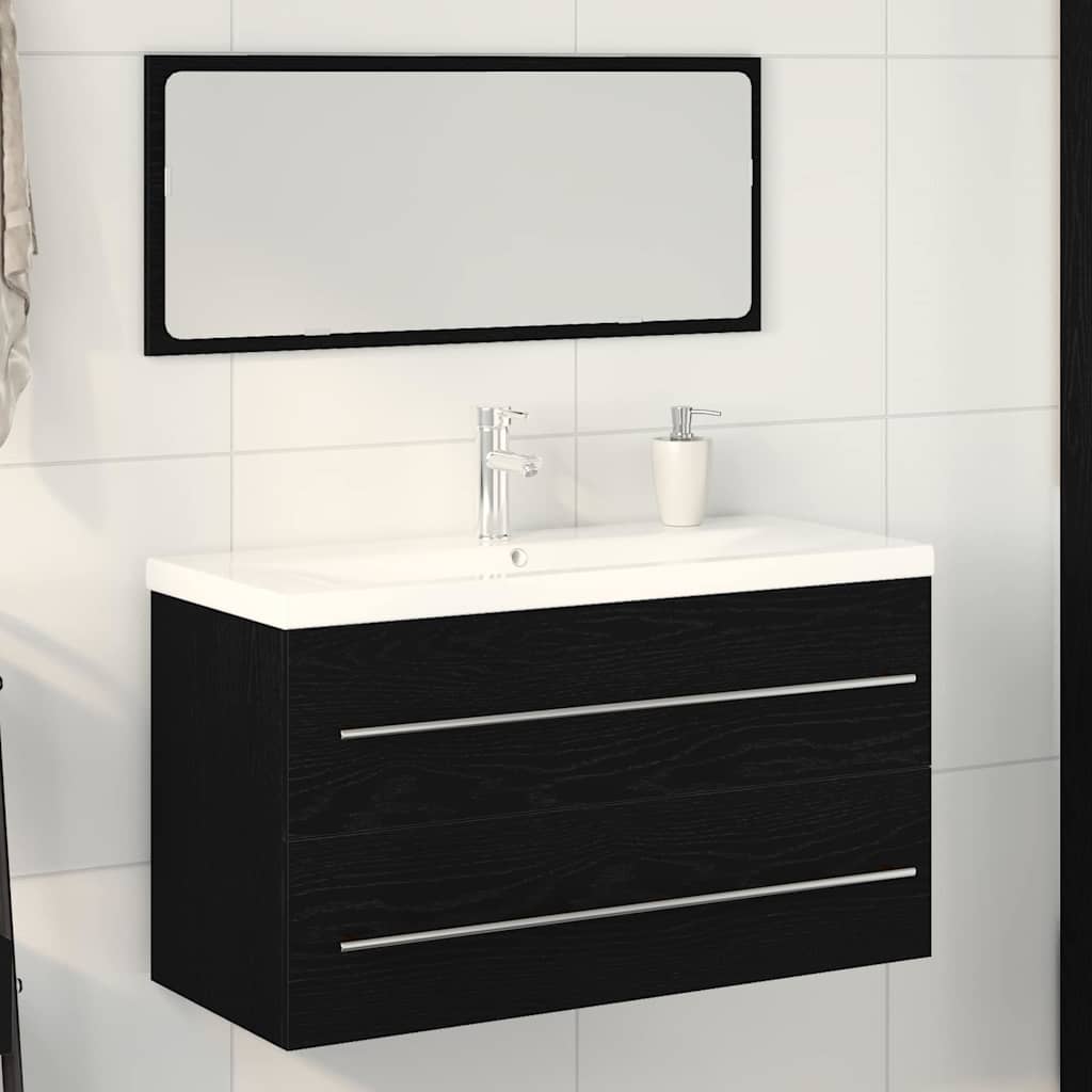 Waschbeckenschrank 3 stk. Schwarz Eichen-Optik